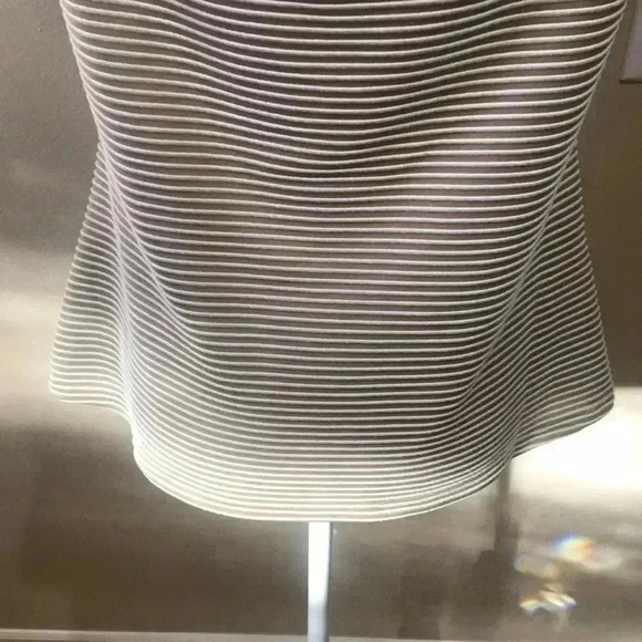 7th Avenue NY & Co Tan and White Draped Neckline Horizontal Striped Top-XL - Picture 8 of 12